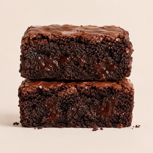 Chocolate Temptation brownies, stacked