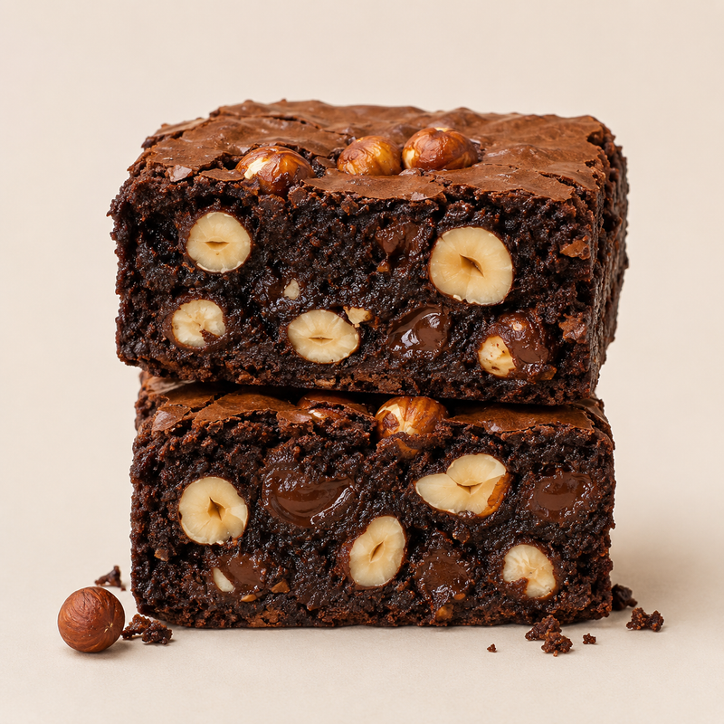 Nutty Hazelnut brownies, stacked